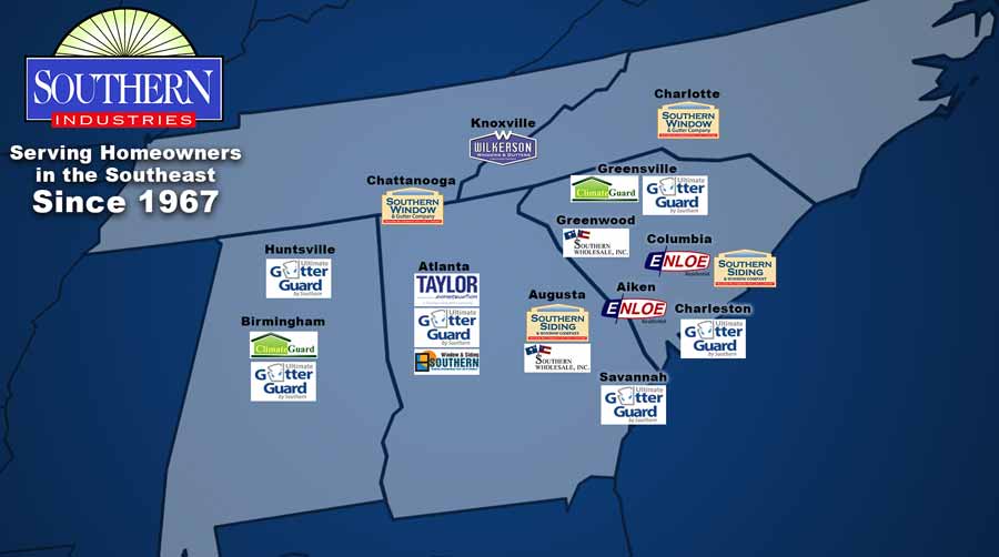Southern Industries Southeastern Locations Map Southern Industries Southeastern Locations Map