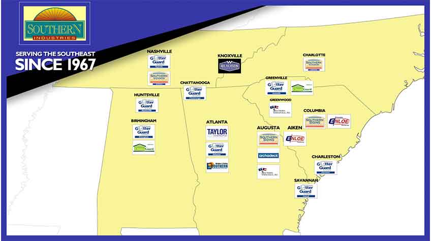 Map of Southern Industries Locations Map of Southern Industries Locations